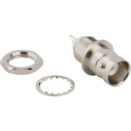 Amphenol RF Konektory BNC Vnitřní, 50 Ω, orientace těla: Rovný, Přepážka Konektory BNC P��epážka Pájecí, 4GHz, typ