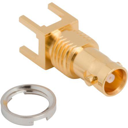 Amphenol RF Konektor RF, řada: HD-BNC Vnitřní, 75 Ω, orientace těla: Rovný, Přepážka Konektor HD-BNC Přepážka Pájecí,