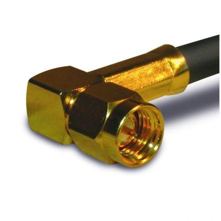 Amphenol RF Konektor RF Vnější, 50 Ω, orientace těla: Pravý úhel, Kabel Konektor SMA Přepážka Krimpovací, 0.6GHz 165 °C