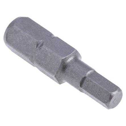 RS PRO Bit šroubováku, Chrom-vanadová ocel, typ hlavice: Šestihranný, Šestihran, 0.25 mm, Hex 4, celková délka: 25 mm,