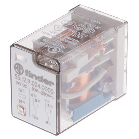 Finder Výkonové relé DPDT Montáž na plošný spoj 10A 24V dc 55