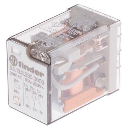 Finder Výkonové relé 3PDT Montáž na plošný spoj 10A 230V ac 55