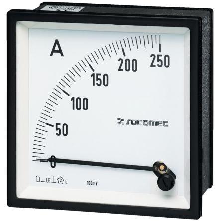 Analogový panelový ampérmetr 192E3332, řada: 192E 100 A, výška výřezu: 72 mm DC, šířka výřezu: 72 mm Socomec