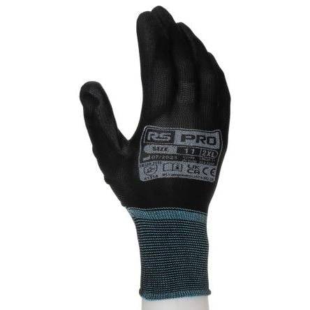 RS PRO Pracovní rukavice Ne Černá EN388:2016 4131A, EU Nylon Ano Ano Ano Polyuretan Ne Ne 11