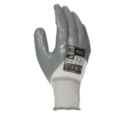 RS PRO Pracovní rukavice Ne Bílá EN388:2016 4132A, EU Nylon 4 2 3 Nitril Ne Ne 10