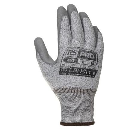 RS PRO Pracovní rukavice Ne Šedá EN388:2016 4X43D, EU Nylon, Polyuretan 4 3 4 Polyuretan Ne Ne 8