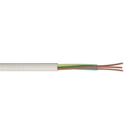 RS PRO Napájecí kabel 3žilový 10 m Polyvinylchlorid plášť, Bílá, vnější průměr: 9.4 mm OD, 300V, 500 V 70 °C