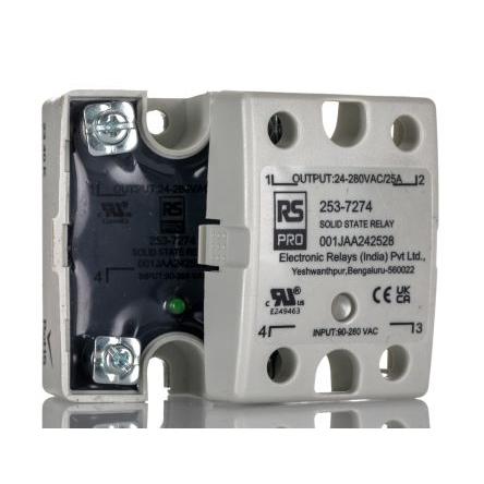RS PRO Polovodičové relé 25 A Panel SPST 280 Vrms