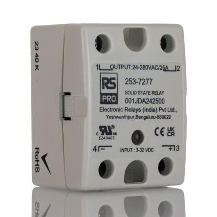 RS PRO Polovodičové relé 25 A Montáž do panelu, Povrchová montáž SPST 280 Vrms 32V dc