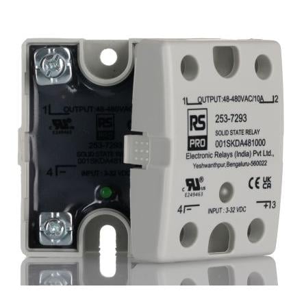 RS PRO Polovodičové relé 10 A Montáž do panelu, Povrchová montáž SPST 480 Vrms 32V dc