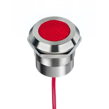 Indikátor pro montáž do panelu, řada: RS PRO Červená, typ žárovky: LED Drátový kabel RS PRO 24V ac/dc 25 mm, IP69K, IP67