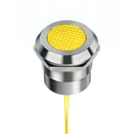 Indikátor pro montáž do panelu, řada: RS PRO Žlutá, typ žárovky: LED Drátový kabel RS PRO 24V ac/dc 25 mm, IP69K, IP67