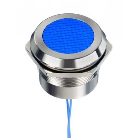 Indikátor pro montáž do panelu, řada: RS PRO Modrá, typ žárovky: LED Vodič RS PRO 24V ac/dc 30 mm, IP67, IP69K
