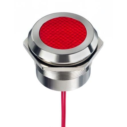 Indikátor pro montáž do panelu, řada: RS PRO Červená, typ žárovky: LED Vodič RS PRO 24V ac/dc 30 mm, IP69K, IP67