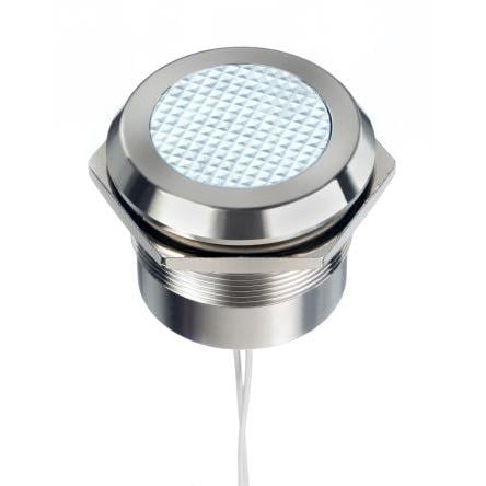 Indikátor pro montáž do panelu, řada: RS PRO Bílá, typ žárovky: LED Vodič RS PRO 24V ac/dc 30 mm, IP67, IP69K