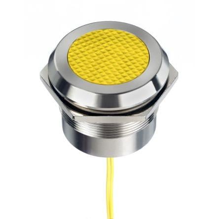 Indikátor pro montáž do panelu, řada: RS PRO Žlutá, typ žárovky: LED Vodič RS PRO 24V ac/dc 30 mm, IP67, IP69K