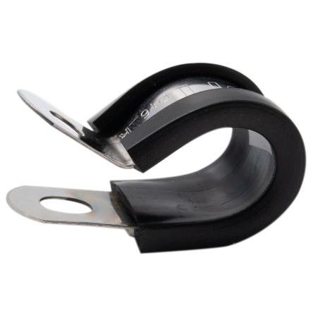 RS PRO Spona tvaru P 30 mm (vnitřní prům.), Černá, Etylen-propylen-dien-monomerní kaučuk, Měkká ocel