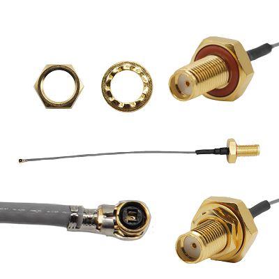 Koaxiální kabel, řada: SMA Male, IPEX MHF4 IP67, Šedá, vnější průměr: 1.13 mm OD 100 mm 50 Ω Siretta S koncovkou