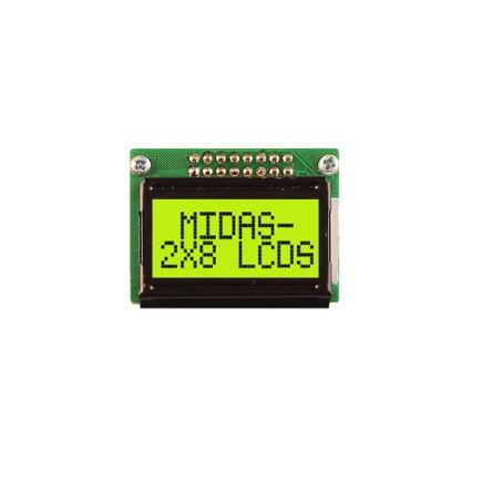 Monochromatický LCD displej MC20805B6W-SPTLY3.3-V2, řada: MC20805B6W-SPTLY3.3-V2 LCD podsvícení LED Zelená, Žlutá