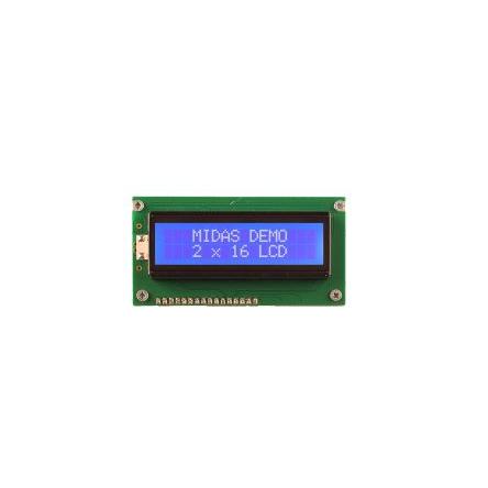Monochromatický LCD displej MC21605A6W-BNMLW3.3-V2 LCD podsvícení LED Bílá Paralelní Midas Modrá, Bílá 2 x 16
