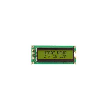 Monochromatický LCD displej MC21605B6W-SPTLY3.3-V2, řada: ST7066U LCD podsvícení LED Zelená, Žlutá Paralelní Midas 2 x