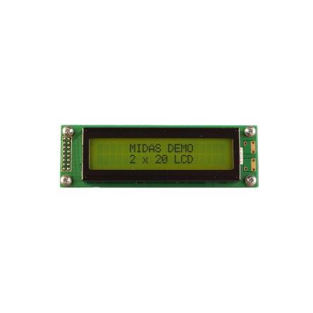 Monochromatický LCD displej MC22005A6W-SPTLY3.3-V2 LCD podsvícení LED Zelená, Žlutá Paralelní Midas 2 x 20