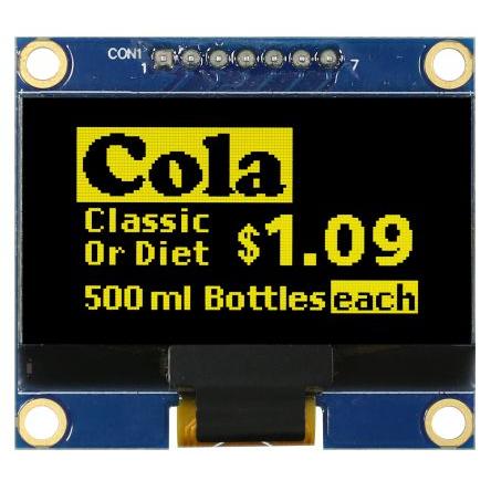 Displej OLED 1.54 in Žlutá Pasivní matice 128 x 64 pixelů COB Midas SPI