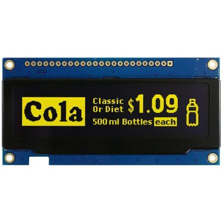 Displej OLED, řada: MDOB256064B1V-YM 3.12 in Žlutá Pasivní matice 256 x 64 pixelů COB Midas Paralelní, SPI