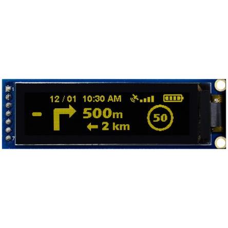 Displej OLED, řada: MDOB256064D1Y-YS 2.08 in Žlutá Pasivní matice 256 x 64 pixelů COB Midas SPI