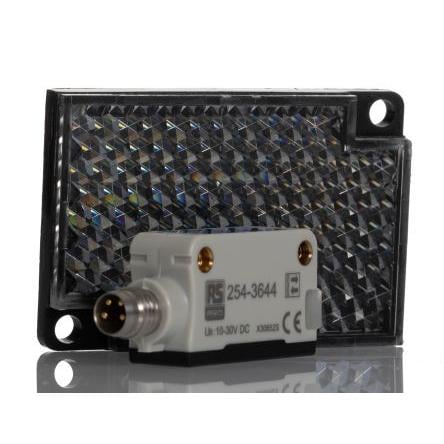 RS PRO Fotoelektrický snímač, řada: RS PRO Modrá LED Blok Konektor M8, výstup: PNP NO/NC Detekce průhledných láhví IP67