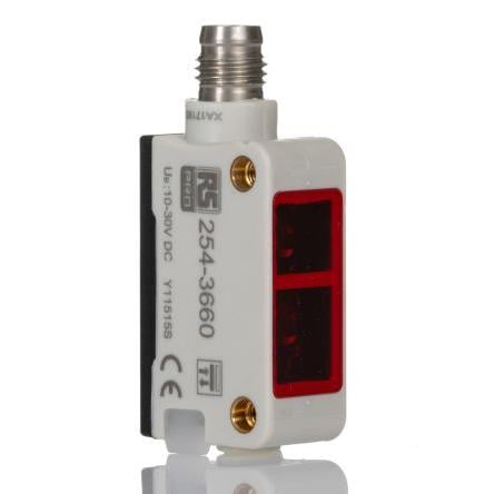 RS PRO Fotoelektrický snímač, řada: RS PRO Červené světlo Blok Konektor M8, výstup: PNP NO/NC Potlačení pozadí IP67
