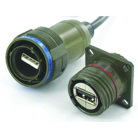 Amphenol Socapex Konektor USB, řada: USBFTV Vnitřní, počet portů: 2portový, orientace těla: Rovný USB typu A USB 2.0,
