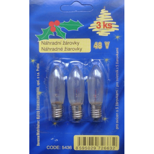 Vánoční žárovky 48V - ČIRÉ - blistr