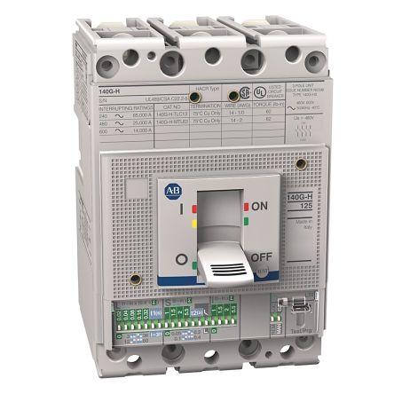 Allen Bradley Jistič s lisovaným pouzdrem, rozsah: 140 g 3pólový 25A vypínací výkon 35 kA, rozsah: 10 to 3000 A Lišta