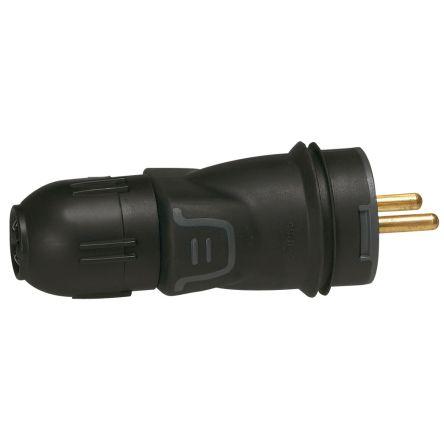 Legrand Síťová zástrčka barva Černá 16A, 250V, Pryž Rychlé bez použití nástrojů