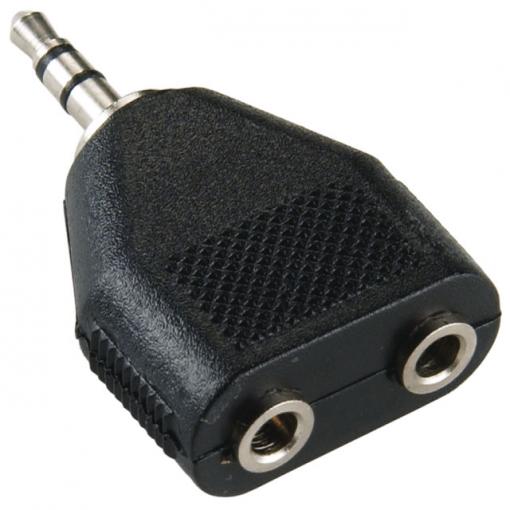 Adaptér, 3,5mm JACK konektor stereo - 2x 3,5mm JACK zdířka stereo,BN-BAP424