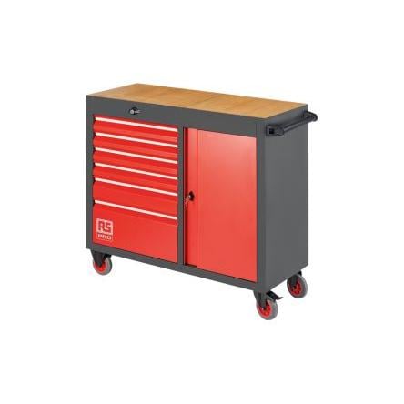 Skříňka na nářadí 6zásuvková Na kolečkách, Ocel, výška: 997 mm x 450mm, délka: 1.08 m RS PRO
