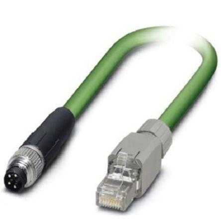 Phoenix Contact Cat5 Ethernetové kabely, řada: VS, Zelená, Polyvinylchlorid, 30 V ac, 30V dc 500 mm 4, typ pláště: