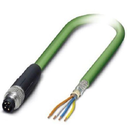 Phoenix Contact Cat5 Ethernetové kabely, řada: NBC, Zelená, Polyvinylchlorid, 600V 1 m 4, typ pláště: Stíněné Stíněný