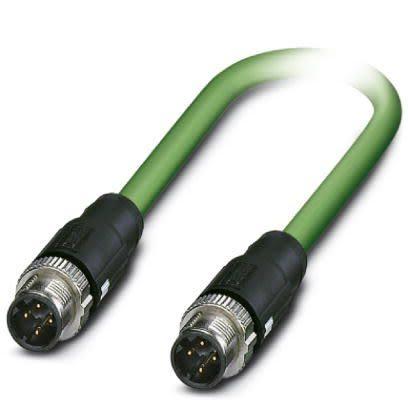 Phoenix Contact Cat5 Ethernetové kabely, řada: 0-93B/M12MSD, NBC-M12MSD/2, Zelená, Polyvinylchlorid, 48 V ac, 60V dc 2 m