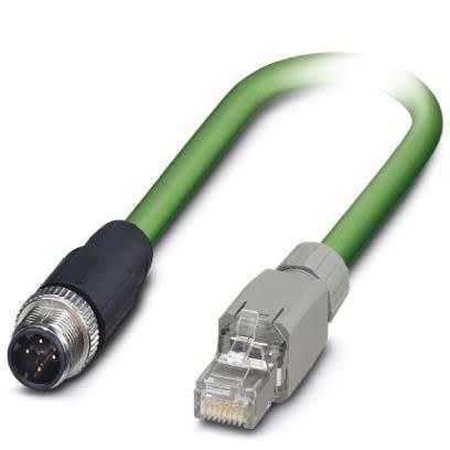 Phoenix Contact Cat5 Ethernetové kabely, řada: VS, Zelená, Polyuretan, 48 V ac, 60V dc 2 m 4, typ pláště: Stíněné