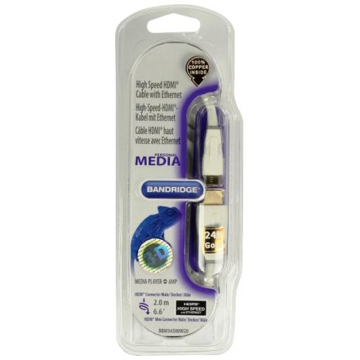 BANDRIDGE Personal Media HDMI mini digitální kabel, 2m,  BBM34500W20