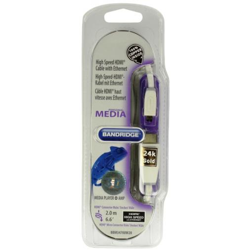 BANDRIDGE Personal Media HDMI mikro vysokorychlostní kabel, 2m, BBM34700W20