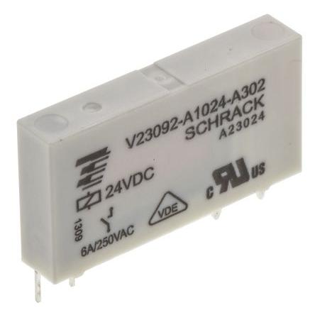 TE Connectivity Výkonové relé SPST Montáž na plošný spoj 6A 24V dc SNR