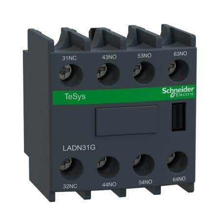 Schneider Electric Blok pomocných kontaktů 3 NO, 1 NC 4 Přední montáž, rozsah: LADN s Šroub 10 A 690V