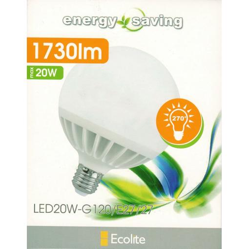 LED žárovka Ecolite, LED20W-G120 E27, teplá bílá    EE19235