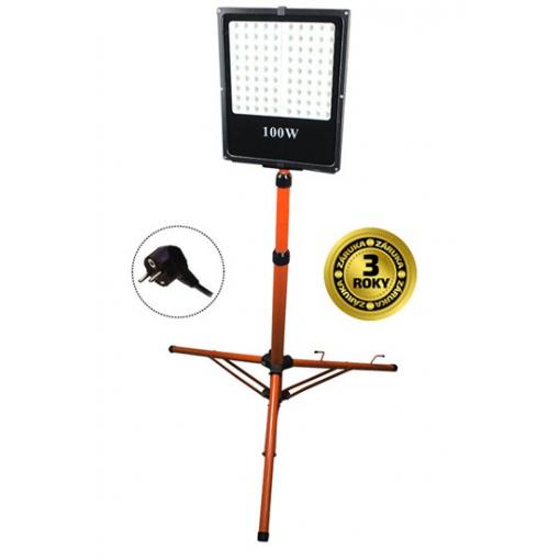 LED reflektor s vysokým stojanem, 100W, 8500lm, 6000k, kabel se zástrčkou, AC 230V černo oranžový   WM-100W-FVS