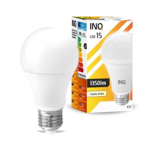 LED žárovka INQ, E27 15W A60, 270° teplá bílá   IN401647