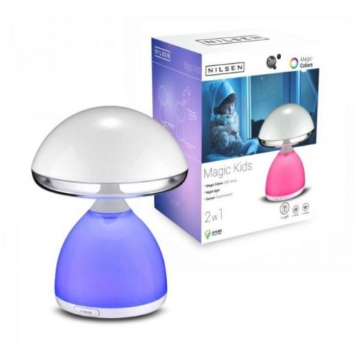 NILSEN LED stolní lampa MAGIC Kids dotyková, 3,5W, barev.podsvícení, bílá   DN008