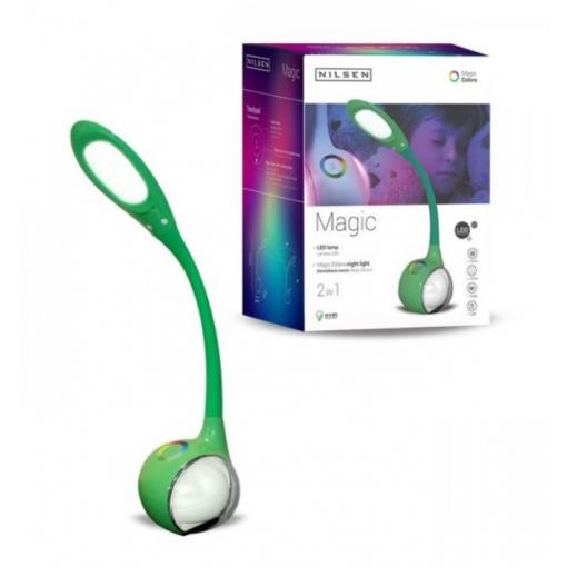 NILSEN LED stolní lampa MAGIC dotyková, stmívatelná, 5W, barev.podsvícení, zelená   HG011